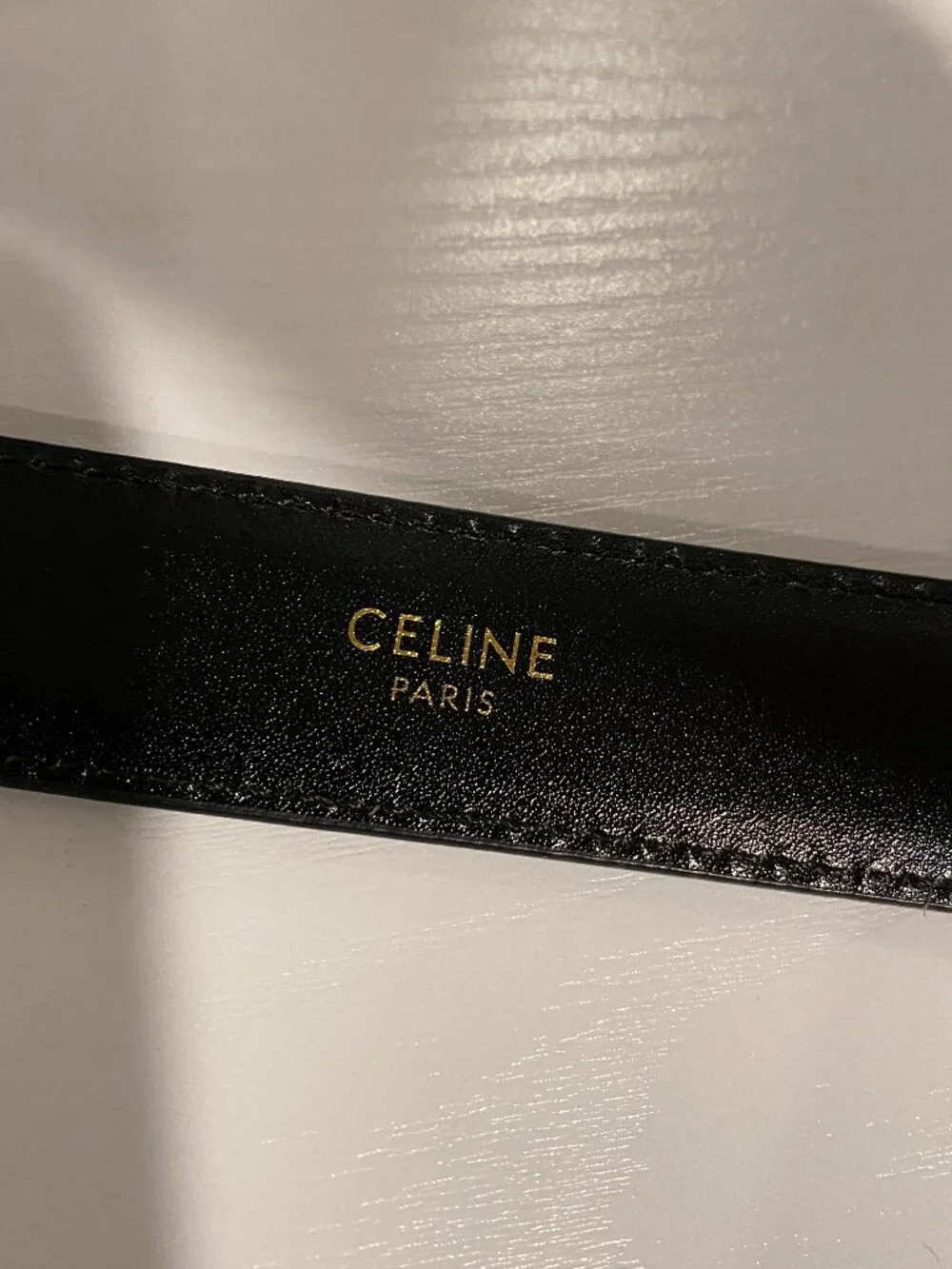 Celine Black Leather Belt with Gold Buckle